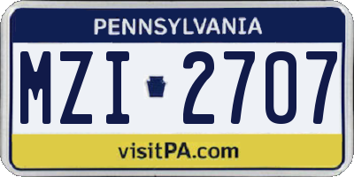 PA license plate MZI2707