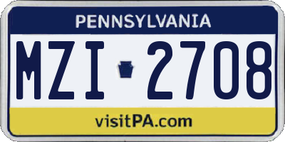 PA license plate MZI2708