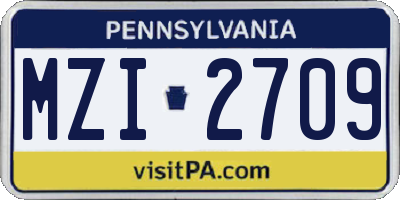 PA license plate MZI2709