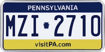 PA license plate MZI2710
