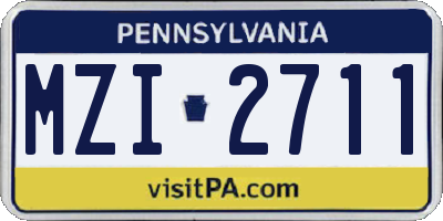 PA license plate MZI2711