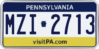 PA license plate MZI2713