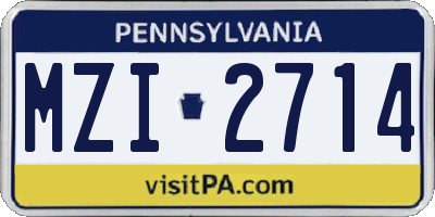 PA license plate MZI2714