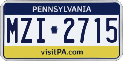 PA license plate MZI2715