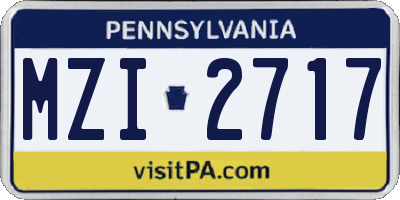 PA license plate MZI2717