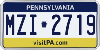 PA license plate MZI2719