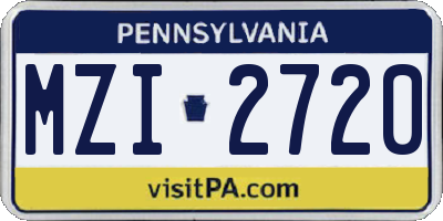 PA license plate MZI2720