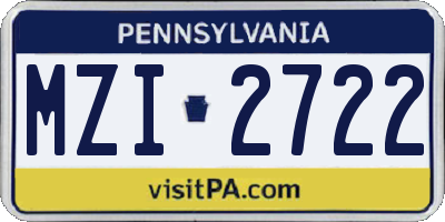 PA license plate MZI2722