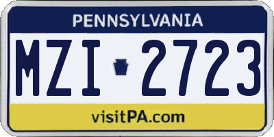 PA license plate MZI2723