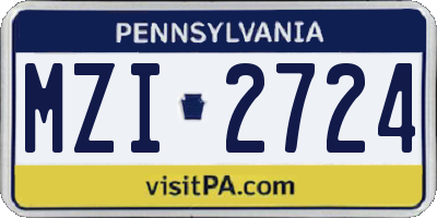 PA license plate MZI2724