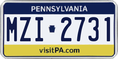 PA license plate MZI2731