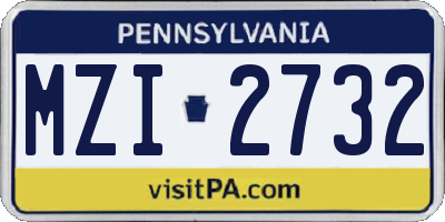 PA license plate MZI2732