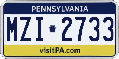 PA license plate MZI2733