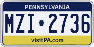 PA license plate MZI2736