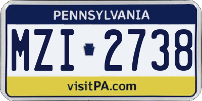 PA license plate MZI2738