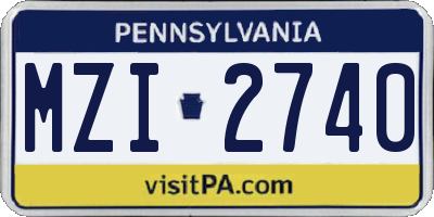 PA license plate MZI2740