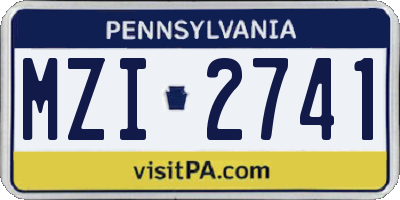 PA license plate MZI2741