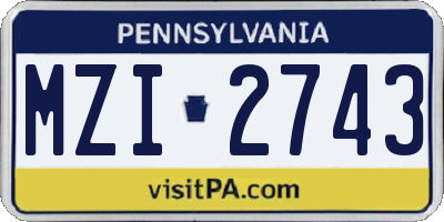 PA license plate MZI2743