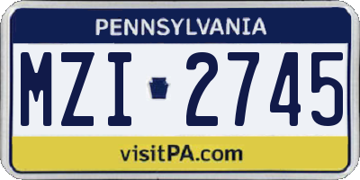 PA license plate MZI2745