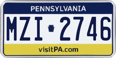 PA license plate MZI2746