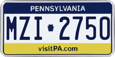 PA license plate MZI2750