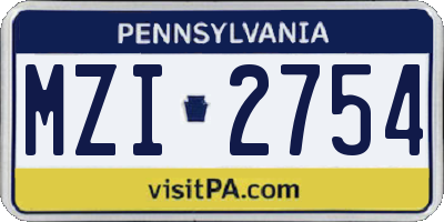 PA license plate MZI2754
