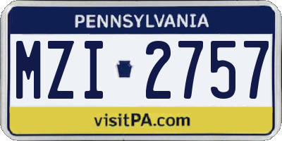 PA license plate MZI2757