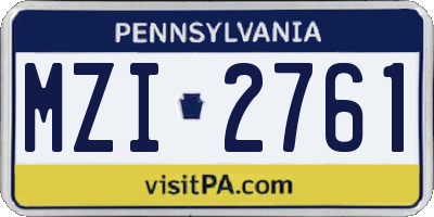 PA license plate MZI2761