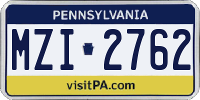 PA license plate MZI2762
