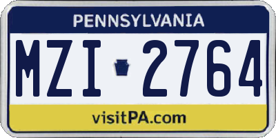 PA license plate MZI2764