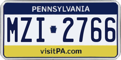 PA license plate MZI2766