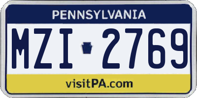 PA license plate MZI2769