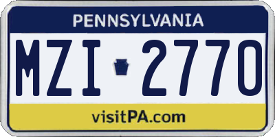 PA license plate MZI2770