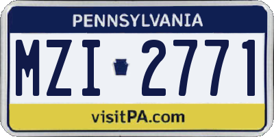 PA license plate MZI2771