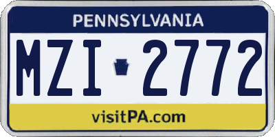 PA license plate MZI2772