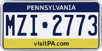 PA license plate MZI2773