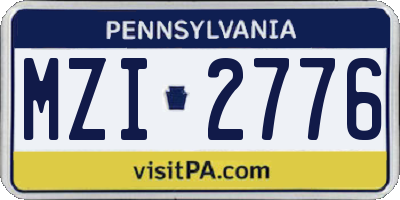 PA license plate MZI2776