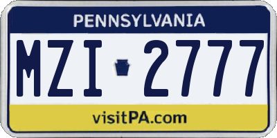 PA license plate MZI2777