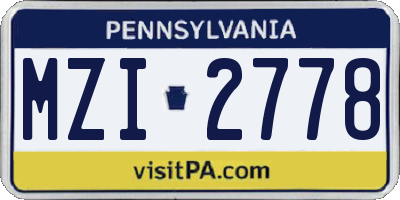 PA license plate MZI2778
