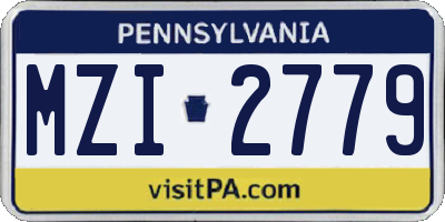 PA license plate MZI2779