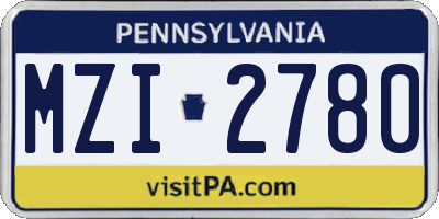 PA license plate MZI2780