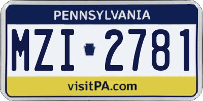 PA license plate MZI2781