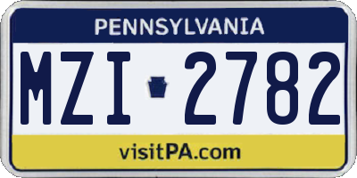 PA license plate MZI2782
