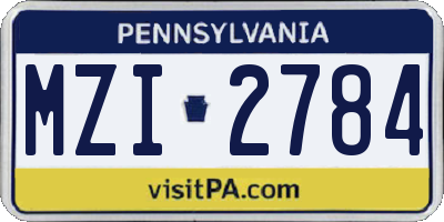 PA license plate MZI2784