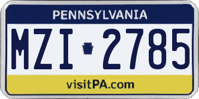 PA license plate MZI2785