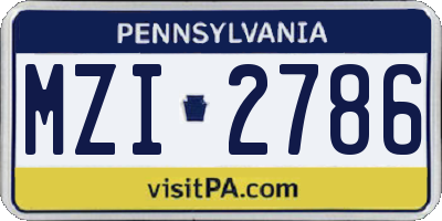 PA license plate MZI2786