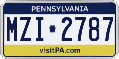 PA license plate MZI2787