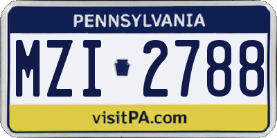 PA license plate MZI2788