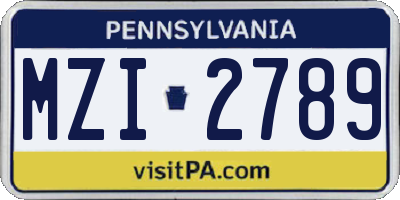 PA license plate MZI2789