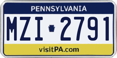 PA license plate MZI2791